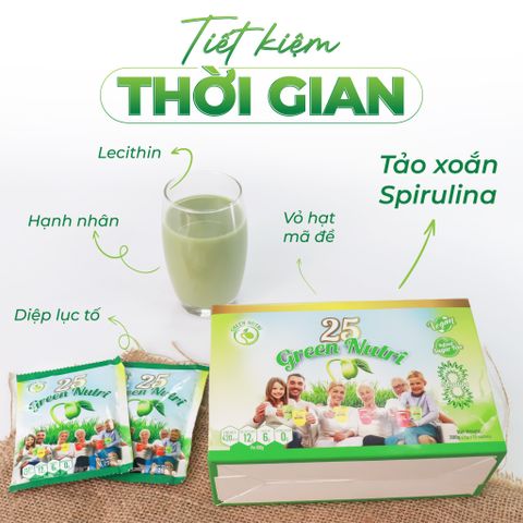 Sữa Hạt Ngũ Cốc 25 Green Nutri Nhập Khẩu - Thanh Lọc Cơ Thể, Vegan, 300gr (12 Gói), Chất Lượng Cao từ Malaysia